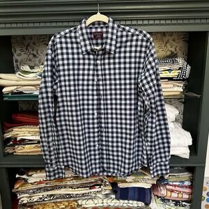 UNTUCKit Shirt Mens Medium Blue Plaid Long Sleeve Button Up Adult M Cotton